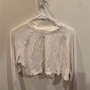 Daily Drills Off-White Long Sleeve Crop Top